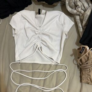 White Crop top with wrap